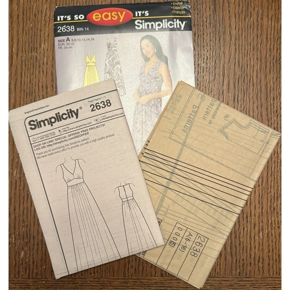 Simplicity Pattern 2638 Empire Sundress Maxi Dress Sizes 6 8 10 12 14 16